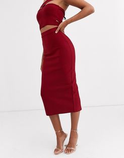 bandage midaxi skirt in berry-Red