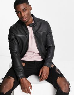 Barney's racer leather jacket in black