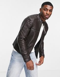 Barney's racer leather jacket in dark brown