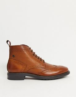 Berkley brogue boots in brown leather