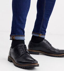 Wide Fit Grundy brogues in waxy black