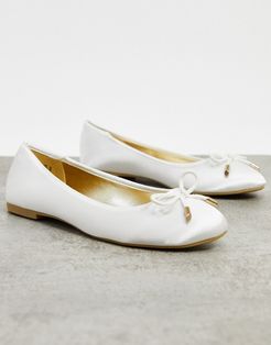 Bridal Lillie ballet flats in ivory satin-White