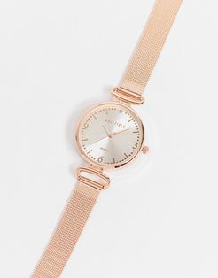 mesh bracelet watch in rose gold