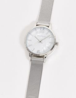 mesh bracelet watch in silver