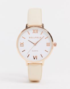 watch with nude strap and rose gold dial-Pink