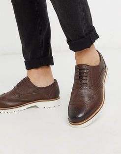 leather chunky brogue shoe in brown