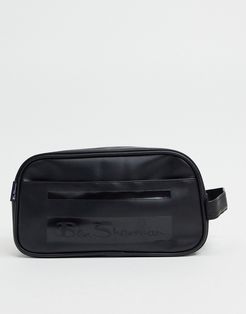 PU stripe toiletry bag-Black