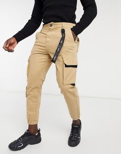 cargo pants with chain in brown