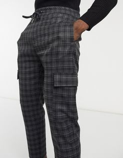 checked cargo pants in gray-Grey