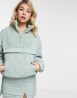 coordinating oversized half zip jacket with quilting in sage green