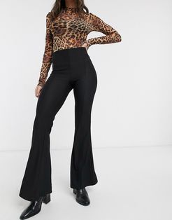 flared pants with seam detail in black