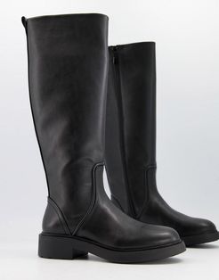 high leg riding boots in black