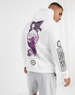 hoodie with dragon back print in white