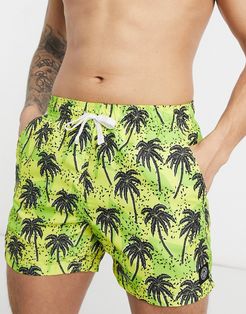 printed palms swim shorts in yellow