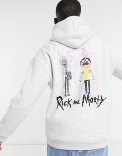 'Rick and Morty' back print hoodie in gray heather-Grey