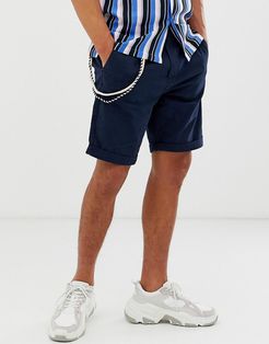 slim cargo shorts in navy-Blue