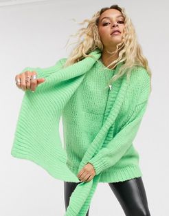 sweater & matching scarf in apple green-Cream