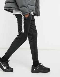 sweatpants with taping in beige scuba-Black