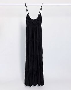 tiered maxi dress in black