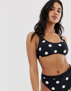 spot crop bikini top in black and white-Multi