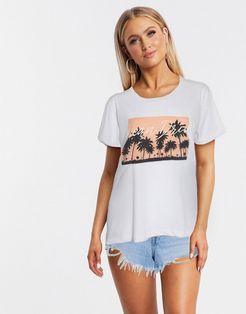 palm motif t-shirt in white