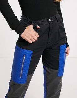 colorblock cargo pants in black