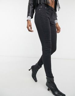 embellished zebra skinny jeans in black