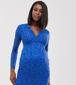 exclusive lace bodycon dress in blue