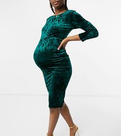 velvet body-conscious dress in jade green