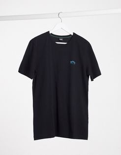 curved hem t-shirt with contrast logo in black