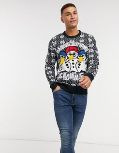 hanging snowman Christmas sweater-Navy