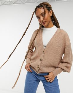 moreno cardigan with balloon sleeve-Tan