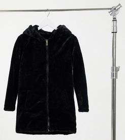 Bernie faux-fur hooded coat-Black