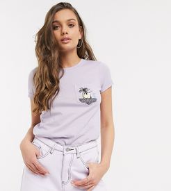 paradise t-shirt with palm tree embroidered patch in lilac-Purple