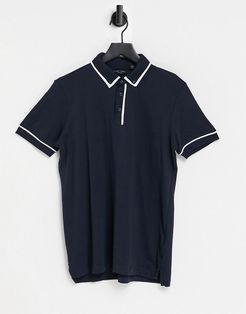 piping polo in navy