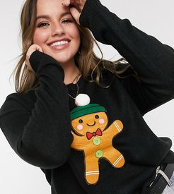 gingerbread christmas sweater-Black