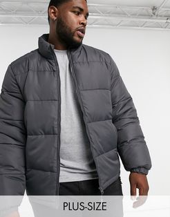 Plus puffer jacket with funnel neck-Grey