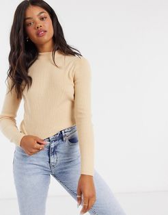 rigby cropped turtleneck sweater in rib-Cream