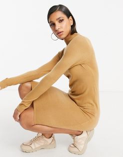 Rouse turtleneck sweater dress-Tan