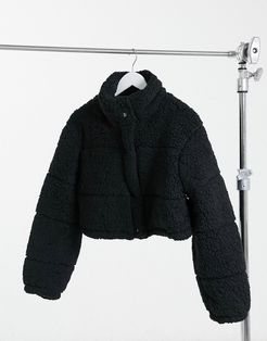 shontelle shearling puffer jacket in black