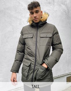 Tall padded parka in khaki-Green