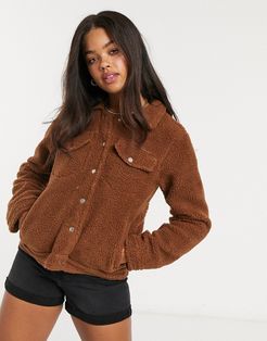 teddy jacket in dark ginger-Brown