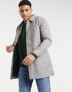 trench jacket in gray check-Grey