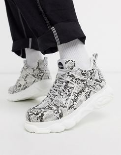 cloud chunky sole sneakers in snake print-Multi