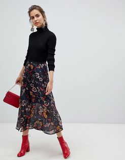 floral midi skirt-Multi