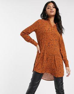 printed open neck shirt-Multi