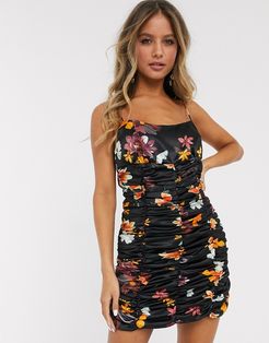 Obsessions floral mini dress-Black