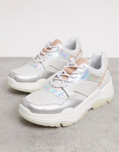 by ALDO Starrynight vegan chunky sneakers in irridescent-White