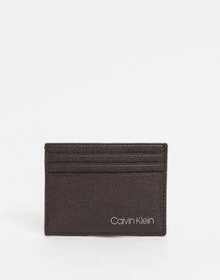 6cc leather cardholder in brown