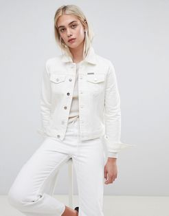 clean line denim trucker jacket-White